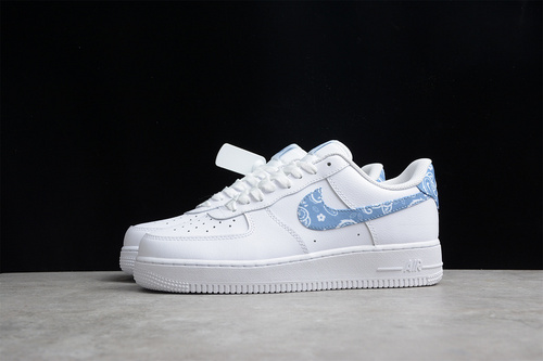 Nike Air Force 1 Essentials Blue Paisley White Worn Blue White Shoes