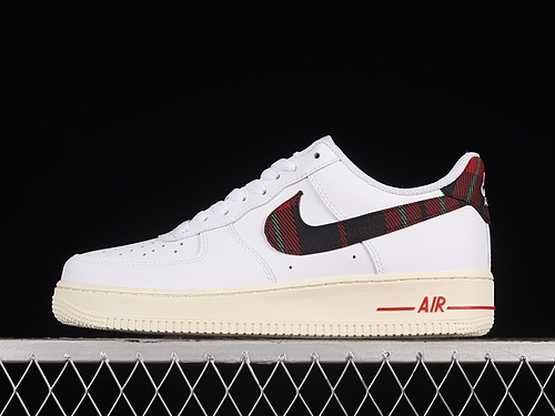 Nike Air Force 1 07 Tartan Plaid White Stadium Green Pale Red Shoes