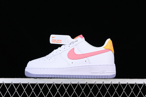 Nike Air Force 1 07 Low Pink Yellow White Shoes