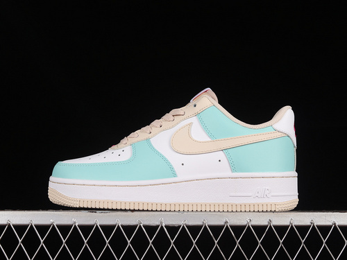 Nike Air Force 1 07 Low Cream Coloured Green White Shoes